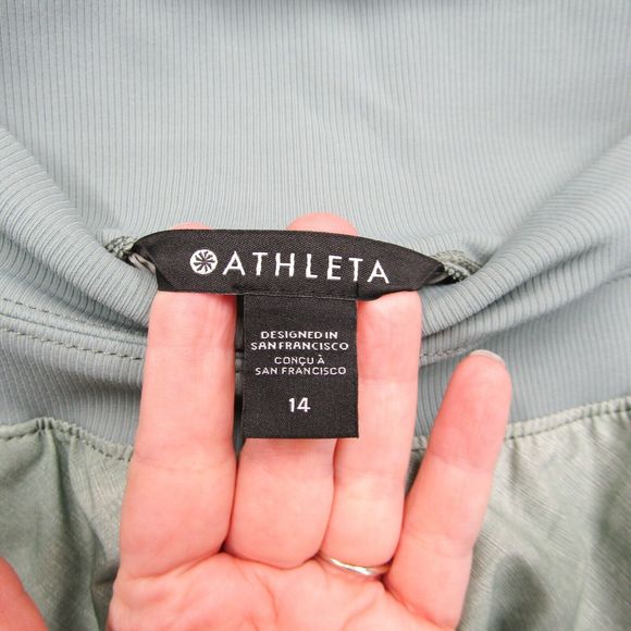 ATHLETA Crop Pants Womens 14 Nolita Slim Tapered Printed Minimalistic Grey Green - Picture 5 of 16